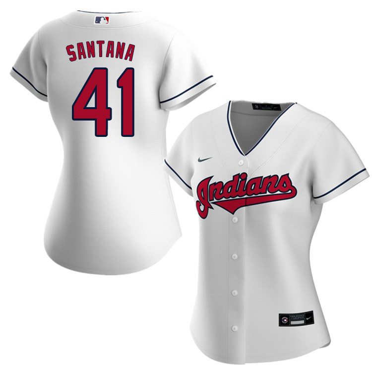 Nike Women #41 Carlos Santana Cleveland Indians Baseball Jerseys Sale-White